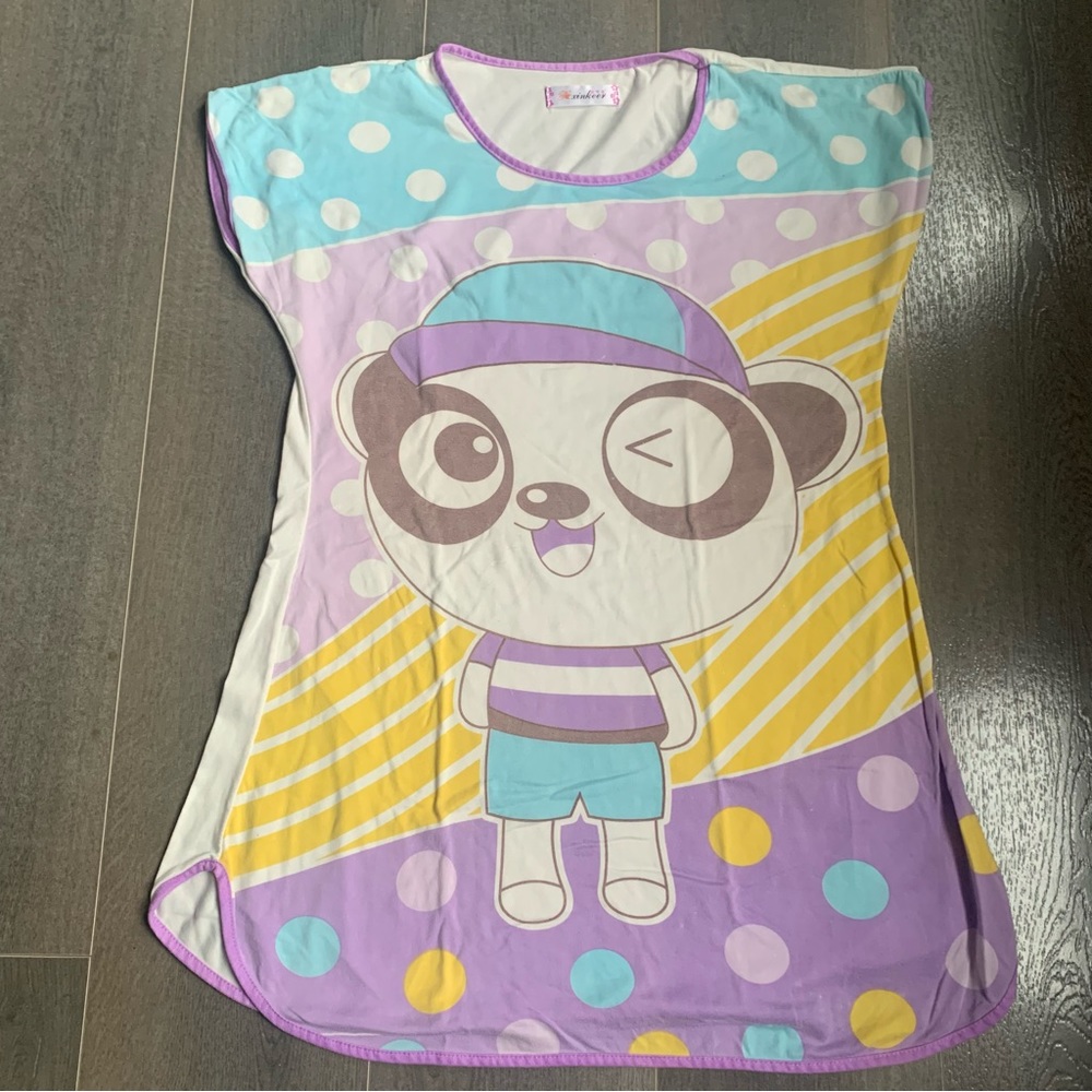 Womens Nightshirt , Purple Panda